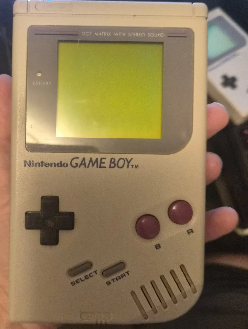 Nintendo Game Boy in Off-White with Purple Buttons